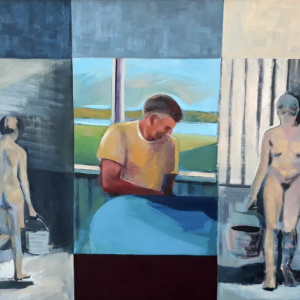 Sven with two women